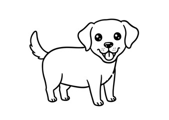 Fototapeta premium labrador retriever cute cartoon outline line art vector illustration, isolated on transparent background