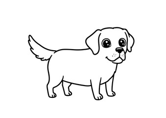 Fototapeta premium labrador retriever cute cartoon outline line art vector illustration, isolated on transparent background