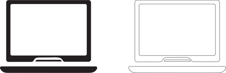 Laptop with blank screen. Editable vector template.
