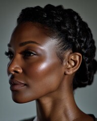 Portrait of a Black Woman with Braided Hair
