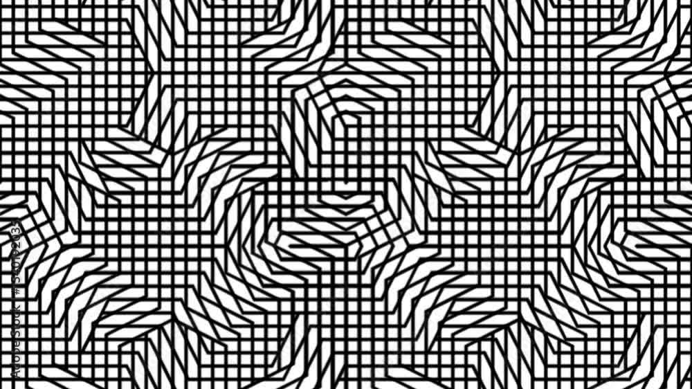 Poster modern seamless line art animation in black and white. abstract digital pattern