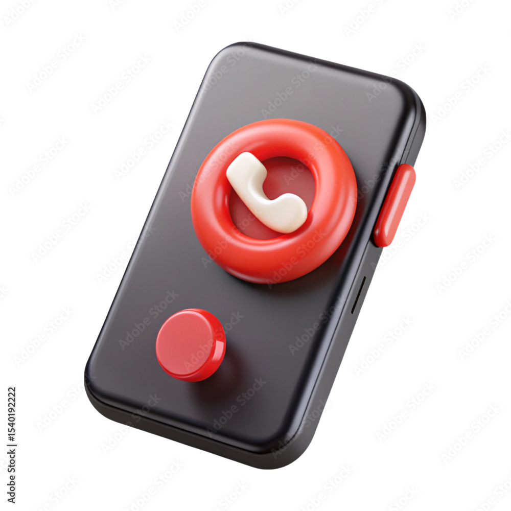 Poster phone call icon 3d rendering with plasticstyle isolated on transparent background notification on sm