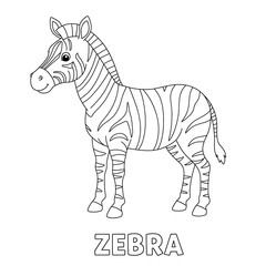 Coloring picture of Animal and Object with name for kids learning. 