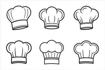 Six Black and White Chef Hat Illustrations chef hats