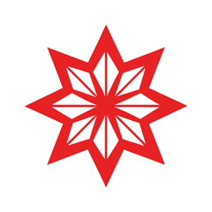 Obraz premium Red starburst geometric design on white background abstract decorative christmas decoration.