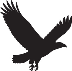 Obraz premium Vector illustration of a majestic flying bird, a silhouette of an eagle with outstretched wings, symbolizing freedom and nature