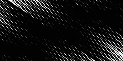 White halftone banner template design with abstract speed lines style. Halftone white color pattern with dots and grunge texture background. Pop art comic with sporty style with white and black dots
