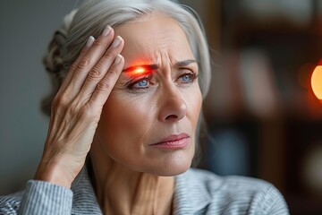 Mature Woman Resting Her Face On Hands With A Calm Look