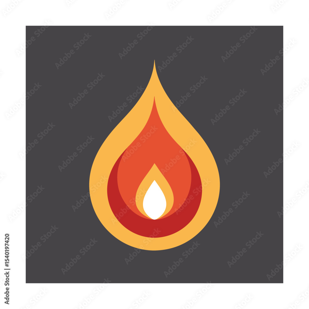 Poster abstract flame icon design with gradient colors on dark gray background for various applications