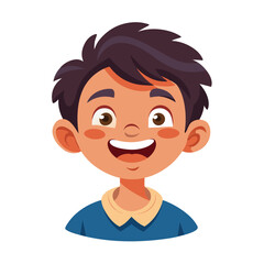 Obraz premium Happy Cartoon Boy Face: Cheerful Child Smiling with Open Mouth