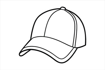 Baseball Cap Outline Drawing Black White Simple Design