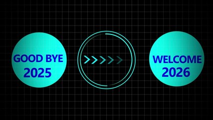 New year 2025 to 2026 loading concept. Year change concept. New year 2026 loading bar animation. Animation of goodbye 2025 and welcoming the new year 2026. direction by arrow animation video - Powered by Adobe