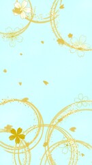 さくらの花びら散るきれいな和風背景イラスト