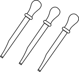 Illustration of dropper with simple rubber bulb designs in a black outline style, useful for education, medical, or science-related content.
