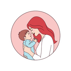  Loving Mother Holding and Cradling Her Baby Hand drawn style vector design illustrations.