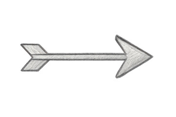 Pencil-drawn arrow pointing rightward, transparent backdrop, serving navigational or instructional graphic design needs