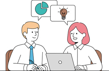  Business Team Collaboration and Idea Generation Hand drawn style vector design illustrations.