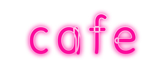 neon text effect of cafe in pink color