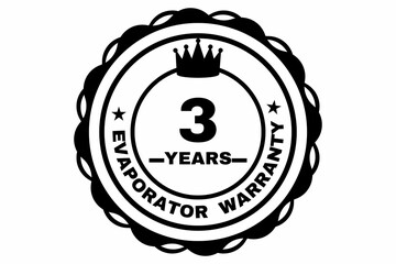 Stamp 3 years EVAPORATOR warranty, symbol, tag, seal, stamp 3 years EVAPORATOR warranty stamp  5 years anniversary