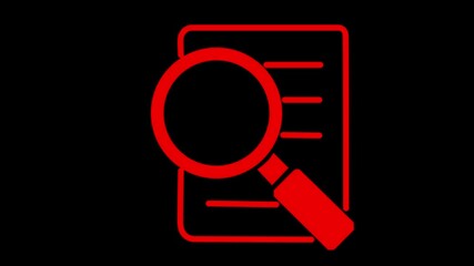 note book and magnifying glass. Animation search for simple search icon Magnifying glass on the Magnifying icon with searching concept .Colorful neon light glowing icon search magnifier. - Powered by Adobe