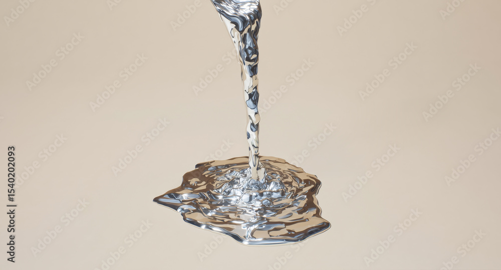 Aufkleber A unique flow of liquid metal with a shiny, reflective surface demonstrates its shape memory characteristics.