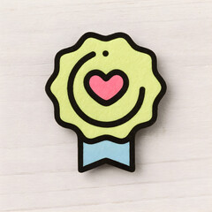 Adorable Award Icon on Wooden Background