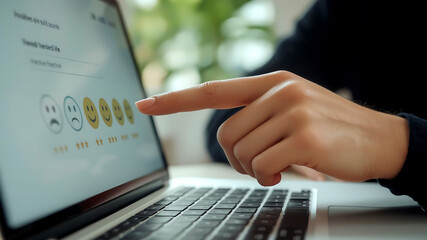 User Providing Feedback on a Laptop Interface