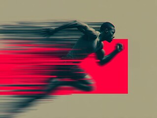 silhouette athlete runner motion blur effect red black gradient speed movement dynamic sport fitness