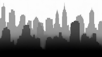 Obraz premium Monochrome skyline silhouette of a metropolis