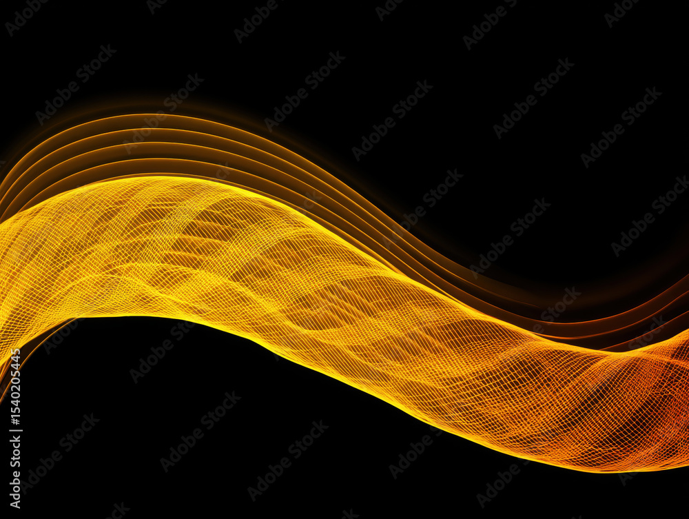 Poster flowing golden waves over a black background create dynamic visual energy