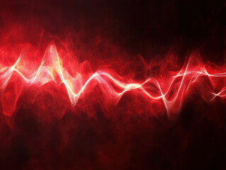 Vibrant red wave abstraction with glowing effects in dark background