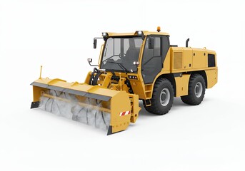 Obraz premium Yellow Airport Snow Removal Vehicle Isolated on White Background in High Angle