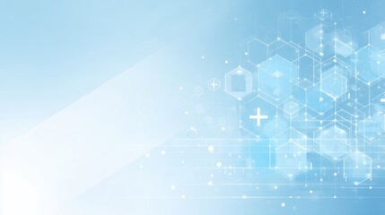 Obraz premium abstract technology background with digital network hexagon pattern and glowing circuit elements on light blue gradient
