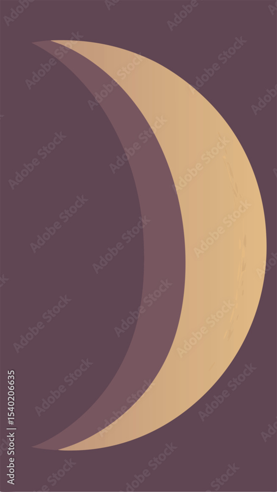 Poster abstract crescent design with three layered overlapping shapes on background