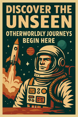 vector illustration poster of unseen universe seen by astronaut
