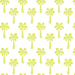 Hand drawn palm tree seamless pattern illustration. Hawaiian print , summer vacation background in vintage art style. Tropical plant painting wallpaper texture.