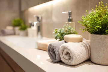 clean bathroom counter