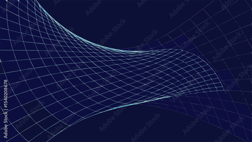 Poster abstract dark blue mesh line grid design with dynamic curve and motion graphic effect