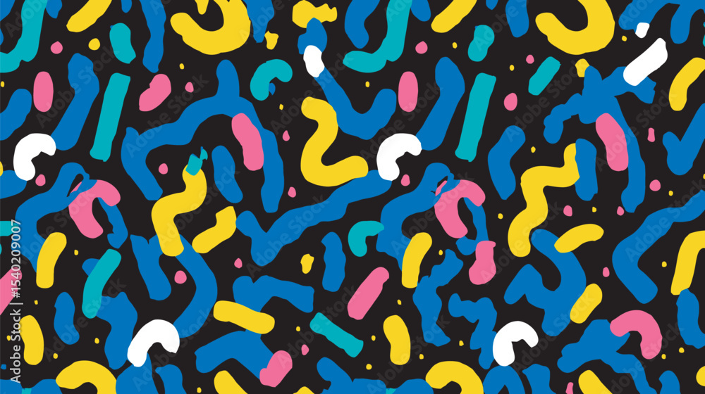 Poster colorful shapes pattern spread across dark background design element