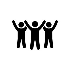 Team Celebration Icon Silhouette of People Raising Hands Vector