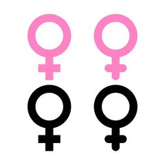 Female gender sign icon. Feminism pink symbol, gender logo vector design.