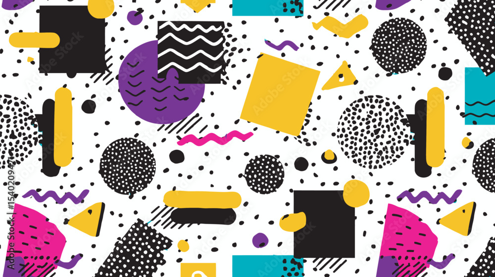 Poster abstract shapes create dynamic pattern in vibrant multicolored design background illustration