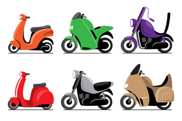 Motorcycle vehicles cartoon illustration . Flat design . Isolate on white background . Set 1 of 3 . Vector .