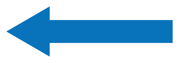 Blue long arrow.  Straight long arrow vector icon isolated on white background. Bold thine long arrow. Vector illustration.