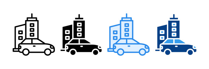 Company Car Icon Set Multiple Style Collection