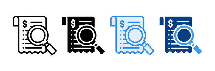 Bill Analysis Icon Set Multiple Style Collection