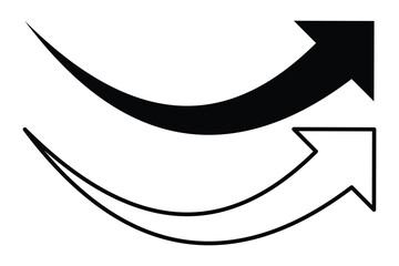 Arrow icon. Black arrow icon on transparent background.  Curved arrow vector illustration