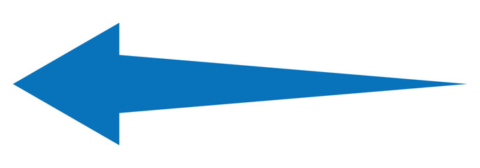 Blue long arrow.  Straight long arrow vector icon isolated on white background. Bold thine long arrow. Vector illustration.