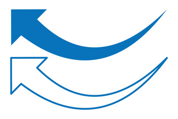 Blue curve arrow icon. Curved or arch arrow icon isolated. Flat style arrow icon for your website, design, logo, app, UI. Vector illustration.