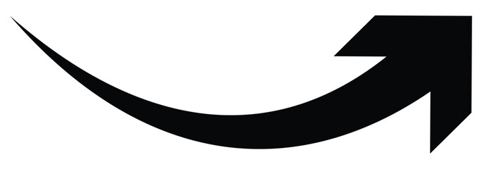 Arrow icon. Black arrow icon on transparent background.  Curved arrow vector illustration